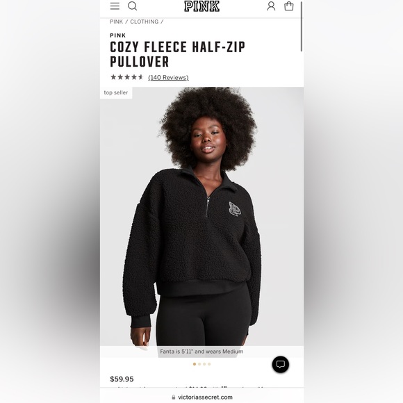 🆕 PINK Victoria’s Secret black sweater, size Small - Picture 9 of 12